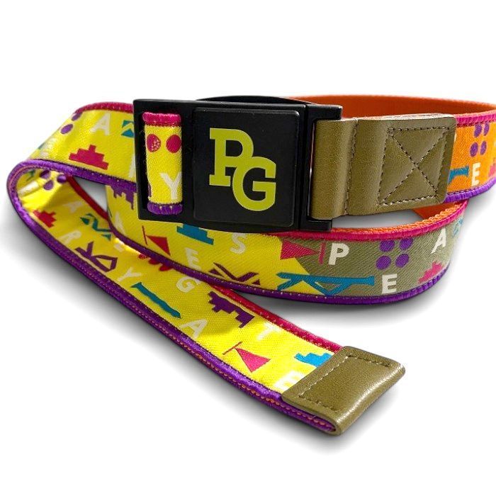 PEARLY GATES パーリーゲイツ ゴルフ モダンナバホ柄 ワンタッチバックル テープベルト ユニセックス 053-2282103 定価1.7万 オレンジ マルチ FR 019 50312 w 04