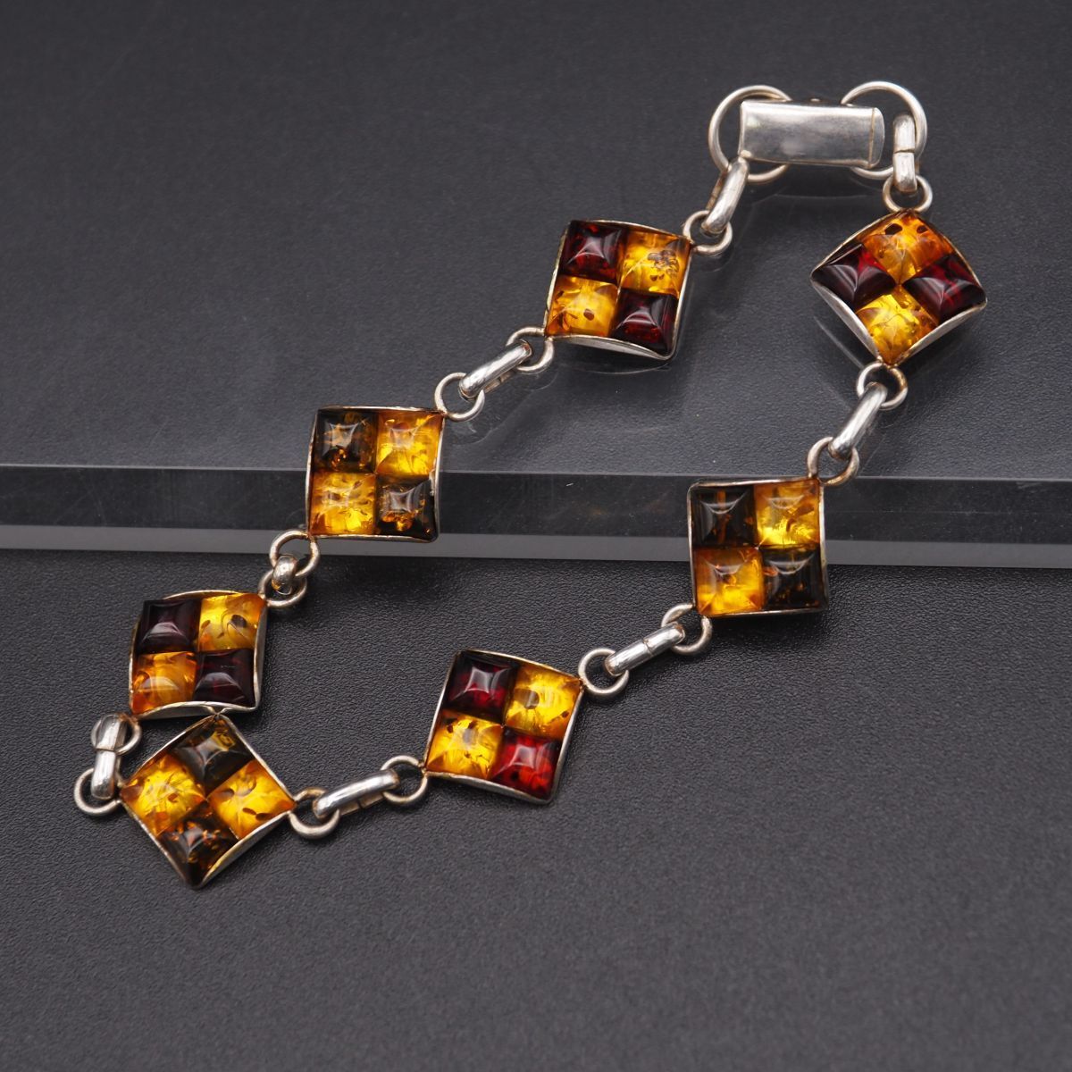 H891 琥珀 コハク アンバー ブレスレット ミックスカラー デザイン