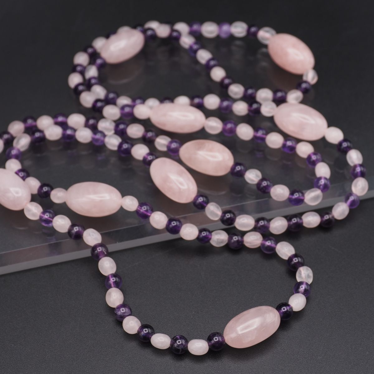 H820 ローズクォーツ アメジスト ネックレス デザイン 2月誕生石