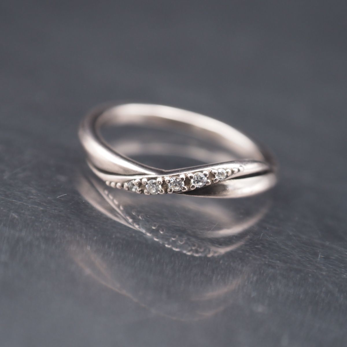 J142 4℃ ヨンドシー PINK SILVER刻印 リング ダイヤモンド風 デザイン