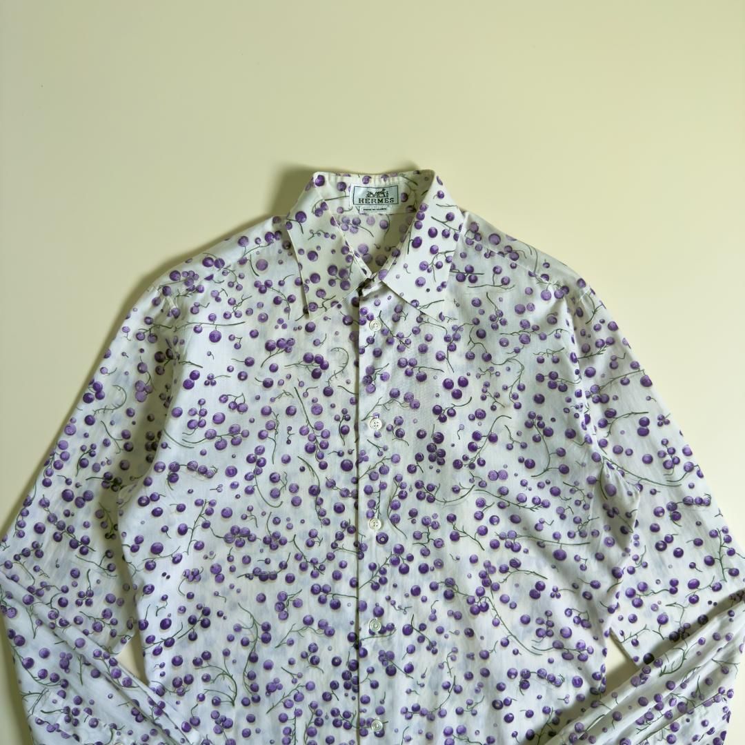 HERMES 2010 s Blueberry Pattern Shirt