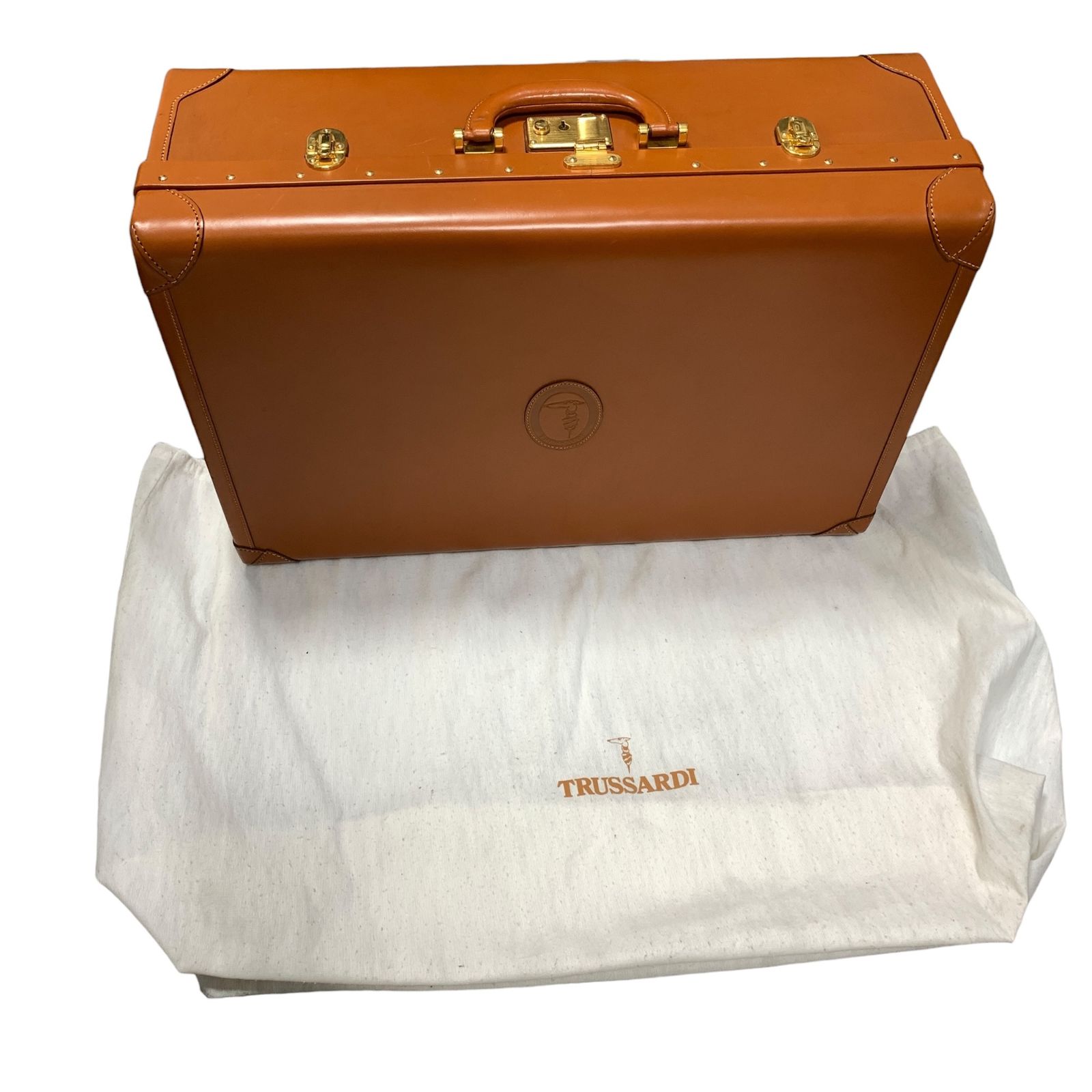 ◆ 品◆ トラサルディ トランクケース レザー ブラウン 鍵付き イタリア製 ブリーフケース トラベルバッグ