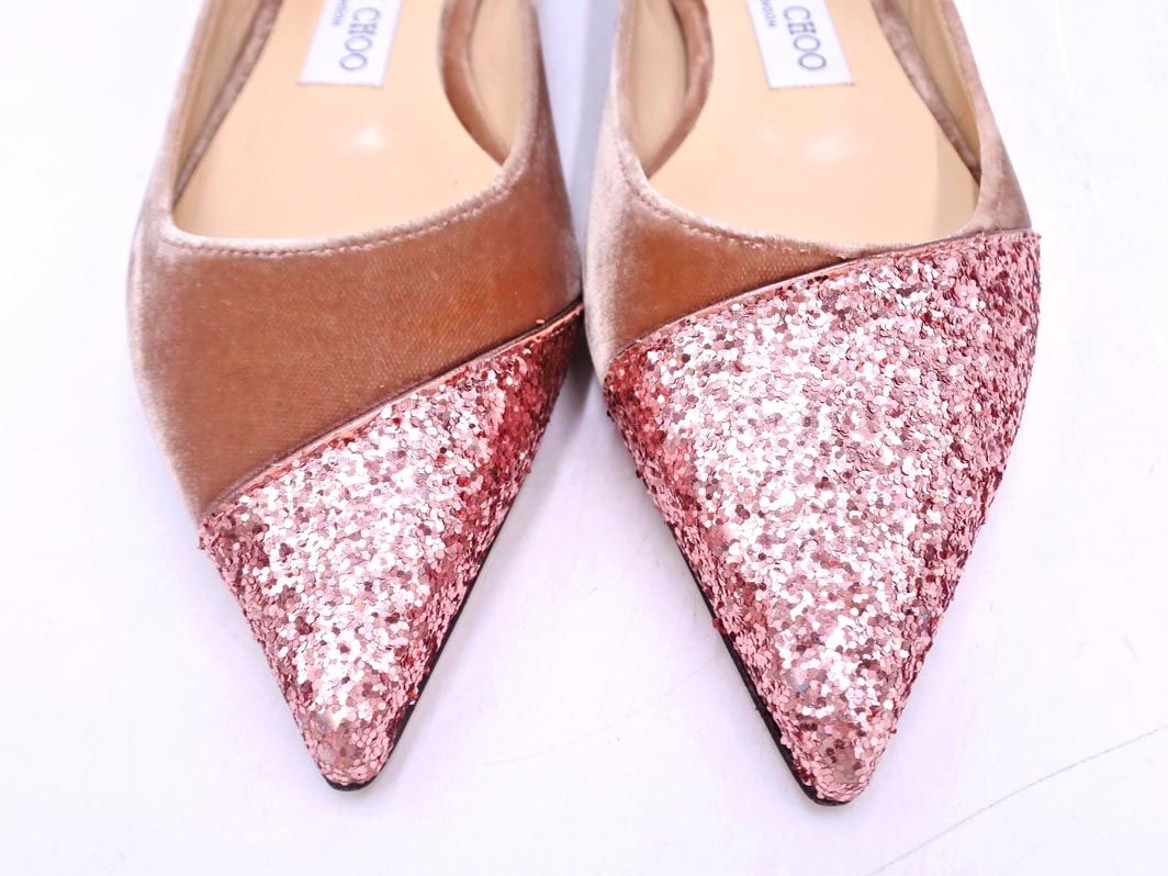 JIMMY 0-0519M◇JIMMY CHOO/ラメフラットパンプス/グリッター/39