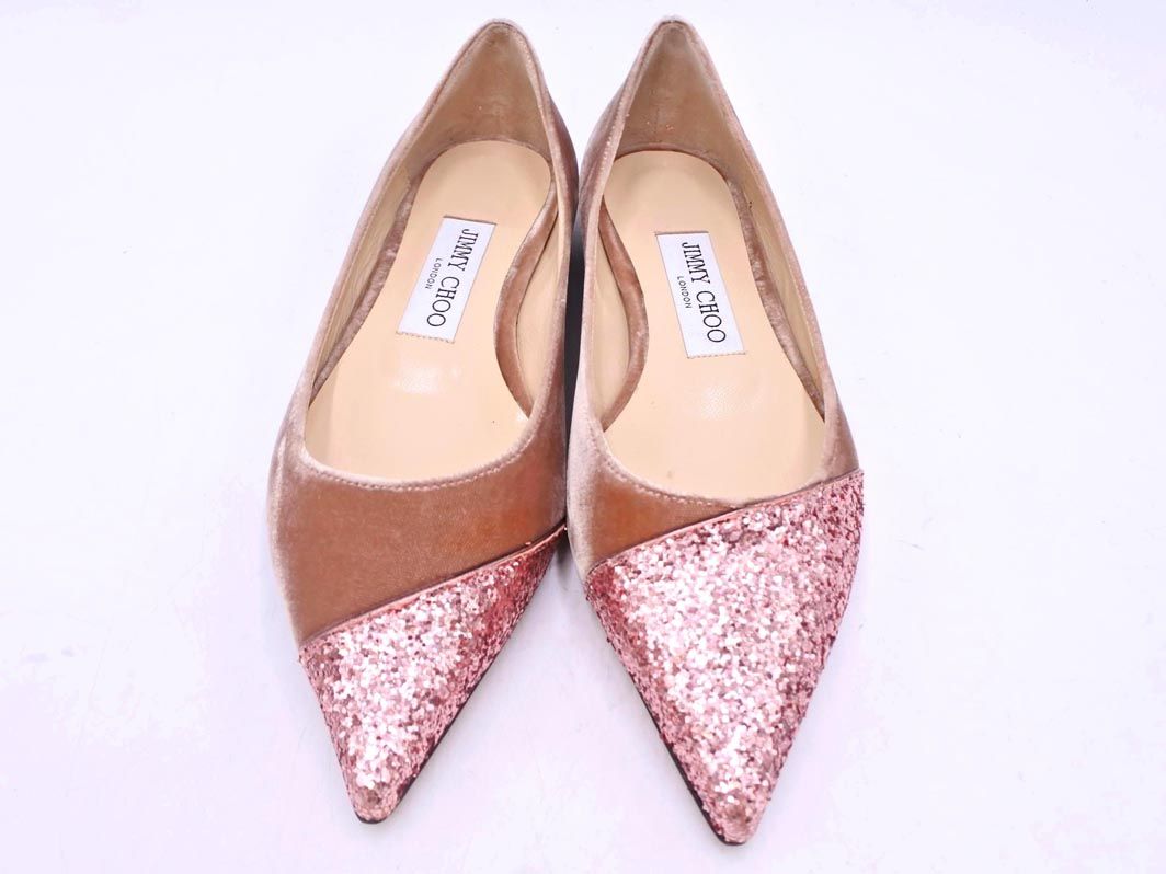 Jimmy Choo ジミーチュウ LOVE FLAT グリッター ベロア フラット