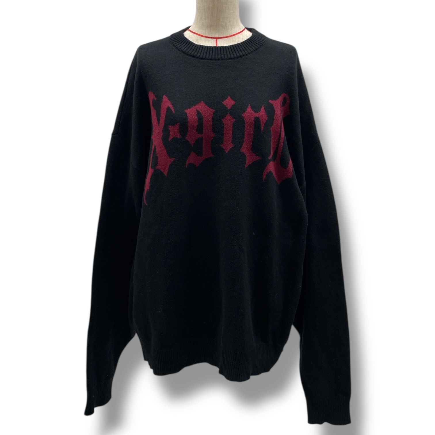 X-girl エックスガール GOTHIC LOGO JACQUARD KNIT TOP ゴシックロゴ