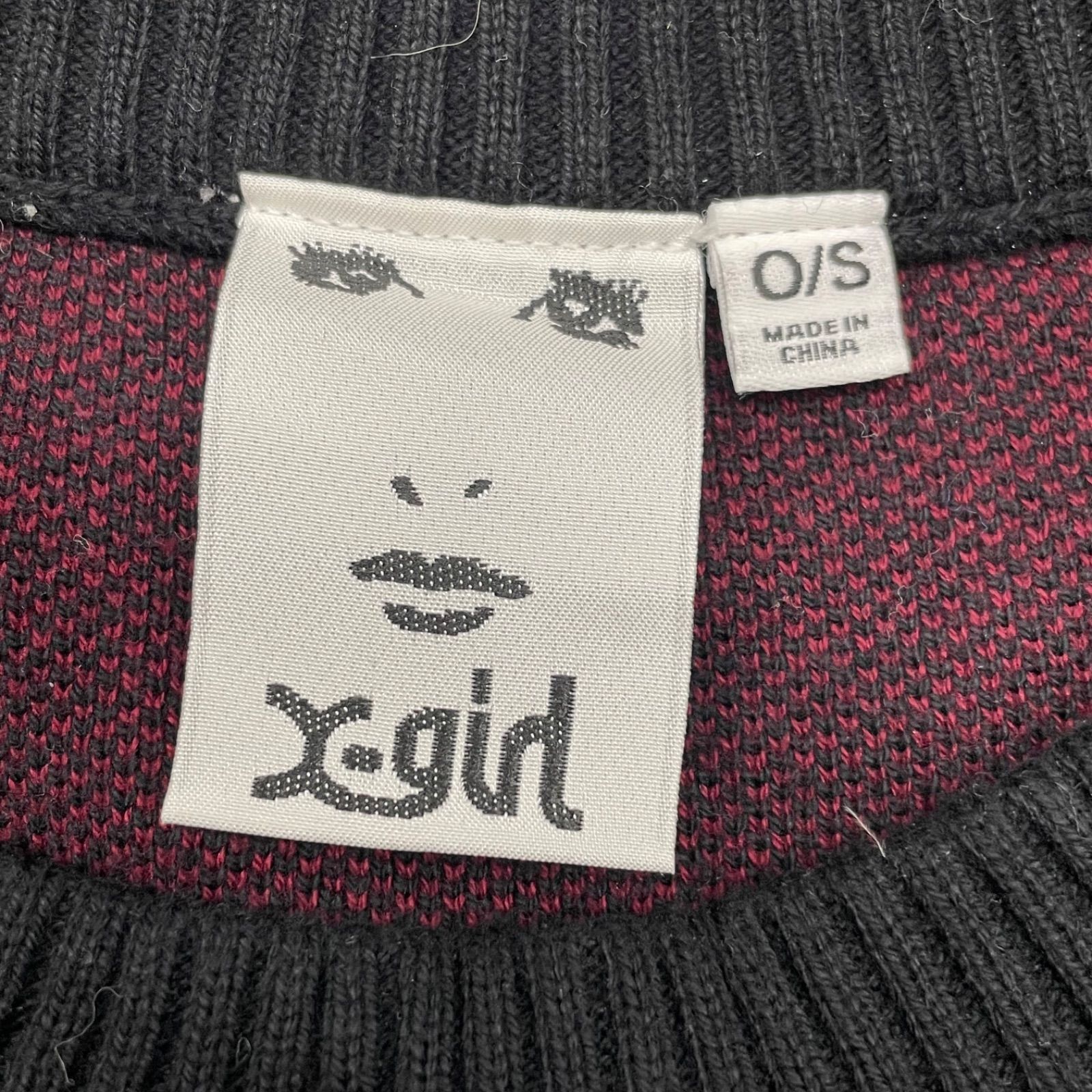 X-girl エックスガール GOTHIC LOGO JACQUARD KNIT TOP ゴシックロゴ