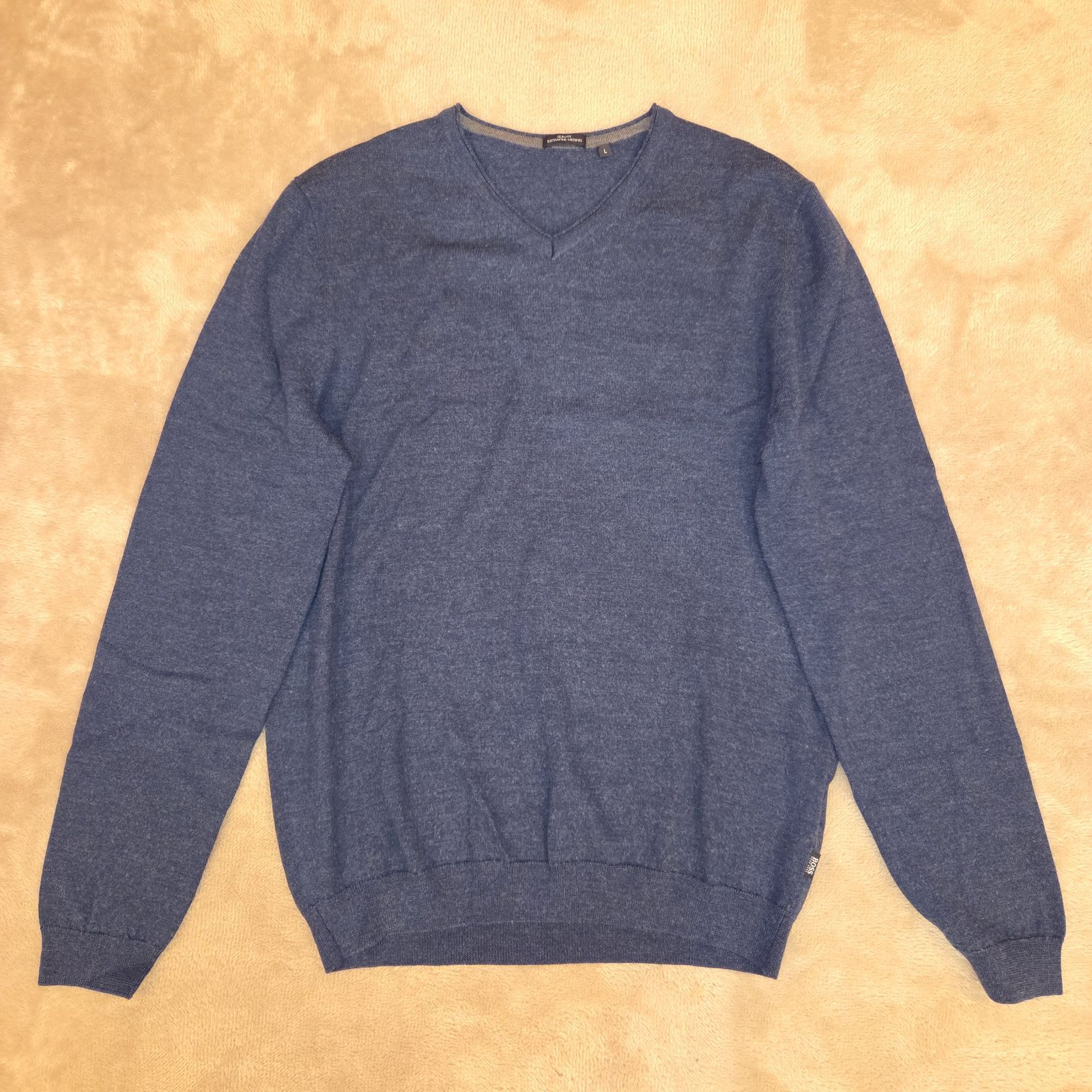 美品！【BOSS／ボス】メンズ L Vネックニット EXTRAFINE MERINO ウール 
