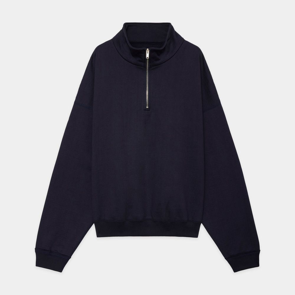 MARKAWARE/マーカウェア】SHORT QUARTER ZIP PULLOVER - D.NAVY