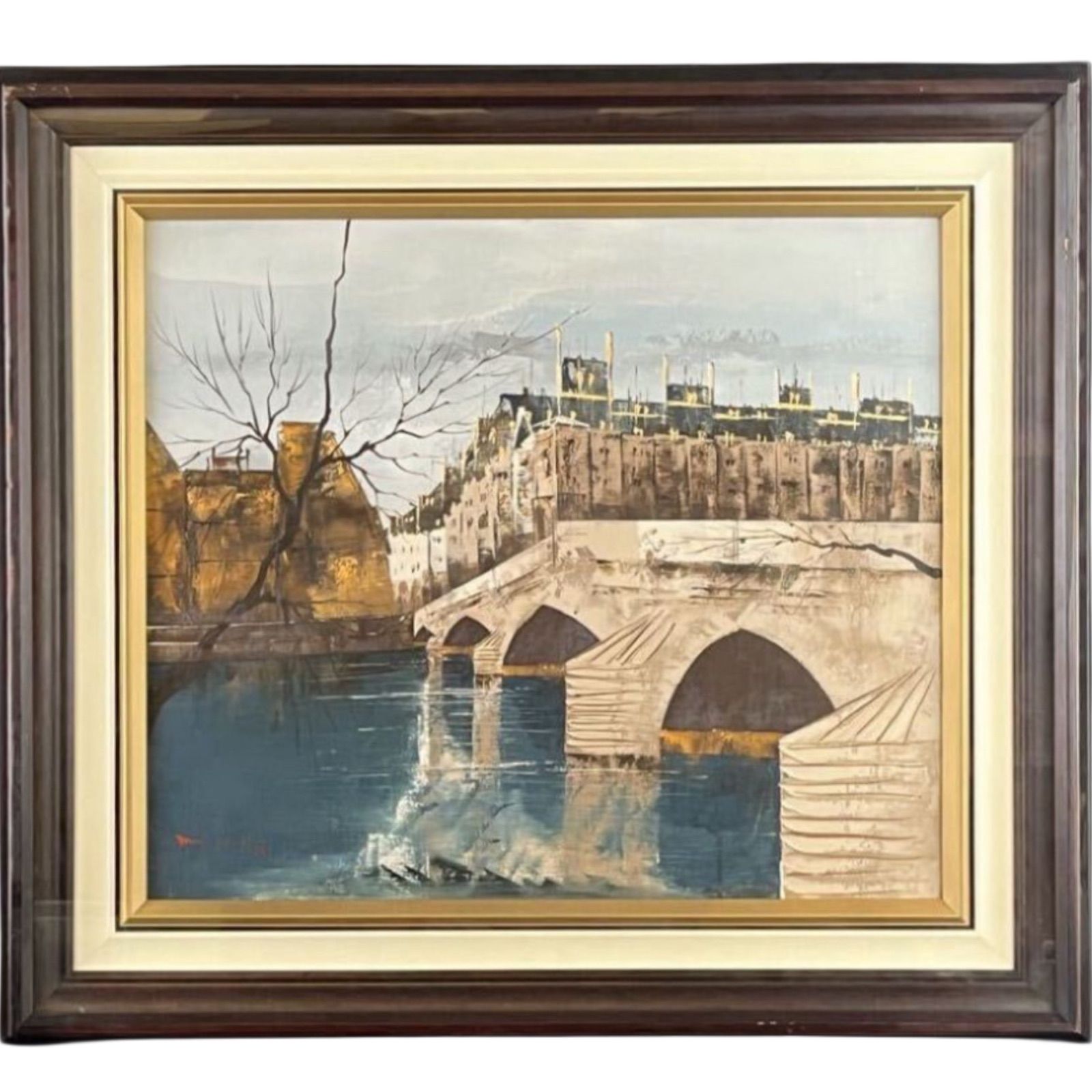 宮腰潤 「セーヌ川/ポン・マリー橋(パリ)」油彩 10号 風景画 1978年