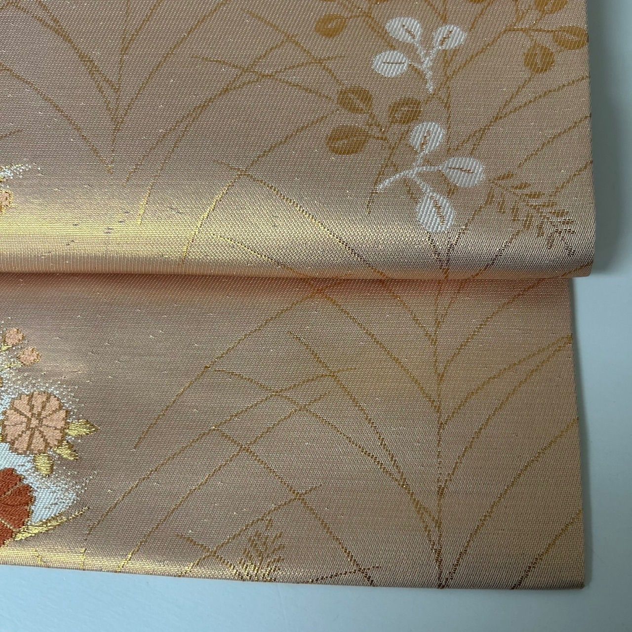 名古屋帯 正絹 金糸織り込み 美しい花草文 九寸 MA-1616 - メルカリ