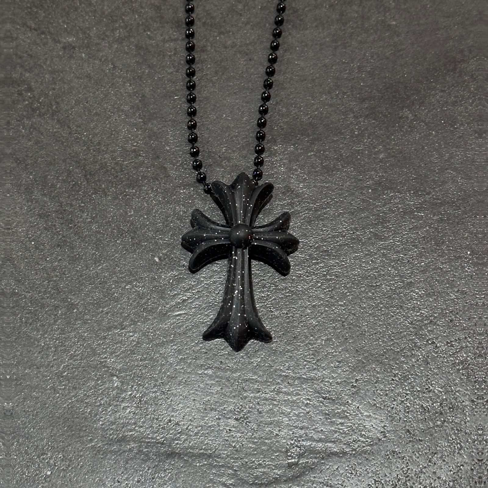 CHROME HEARTS Rubber Small CH Cross Silicon Necklace ラメラバー