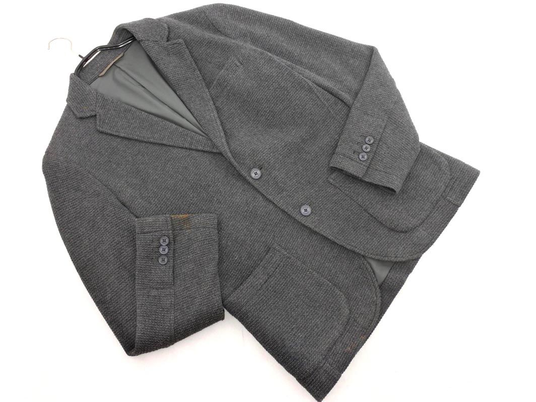 新品同様　ラコステ　LACOSTE テーラードジャケット　ストレッチ　グレー LACOSTE ラコステ ウール混 テーラード ジャケット size2/グレー