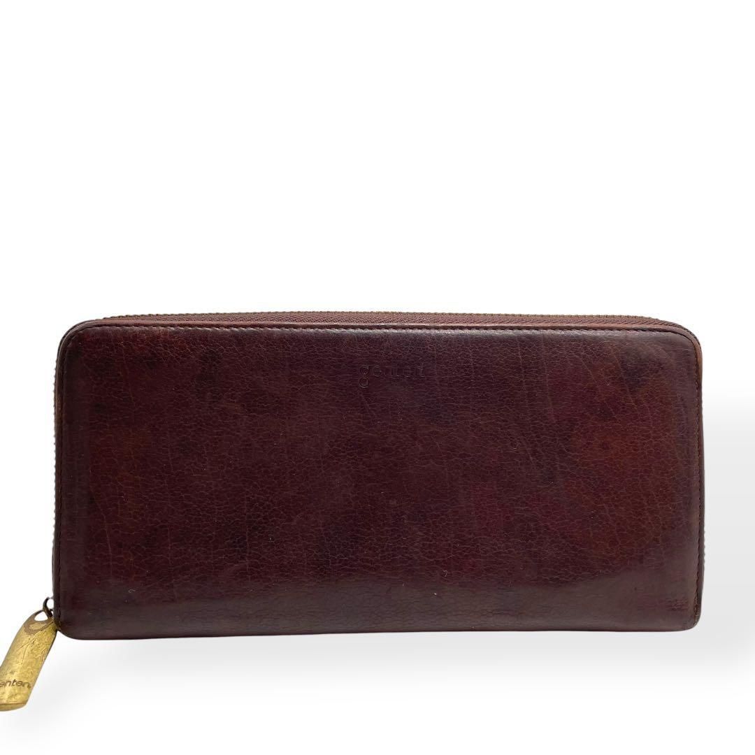 美品 genten ゲンテン 長財布 ジップウォレット ブラウン 本革 男女