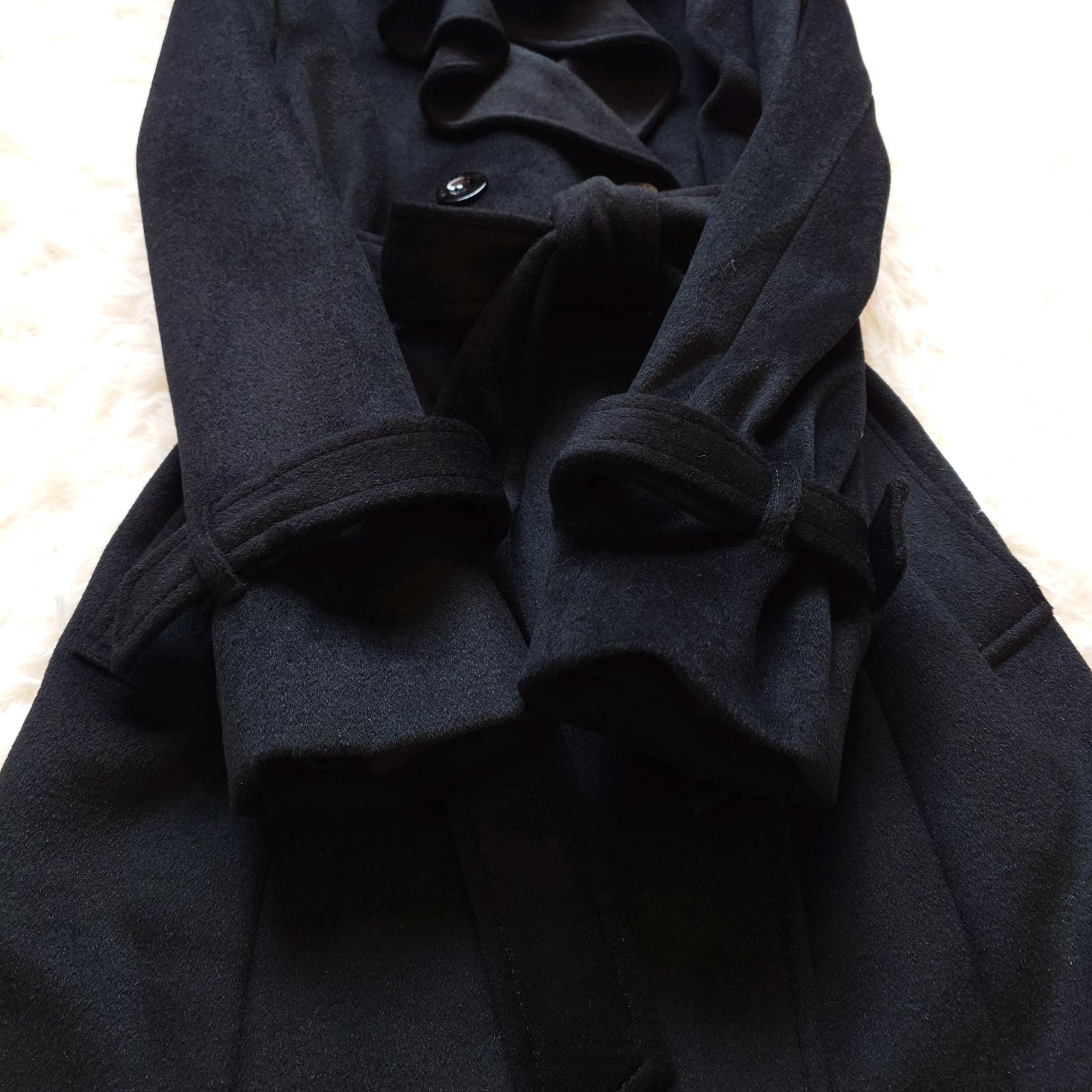 日本製 美品MATERIA/マテリア アンゴラウールデザインロングコート