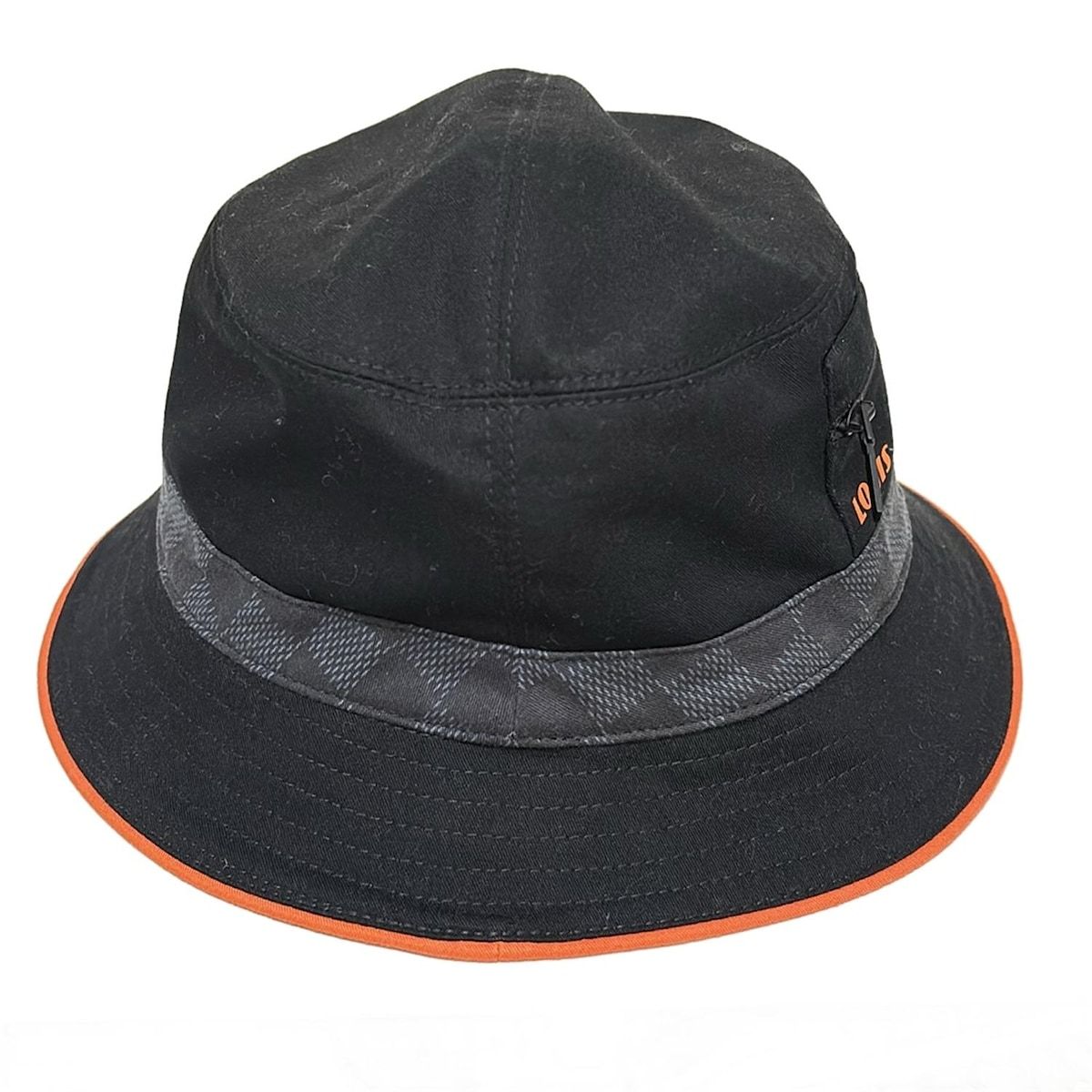 LOUIS VUITTON ルイヴィトン ハット L ボブ ダミエ コバルト リバーシブル M 73392 黒×グレー×オレンジ コットン