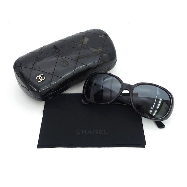 CHANEL / シャネル □カメリア サングラス プラスチック ブラック 5113