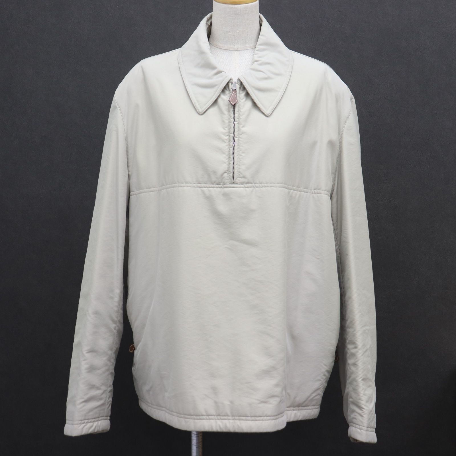HERMES エルメス ナイロン ブルゾン ベージュ サイズ54 メンズ トップス ハーフジップ