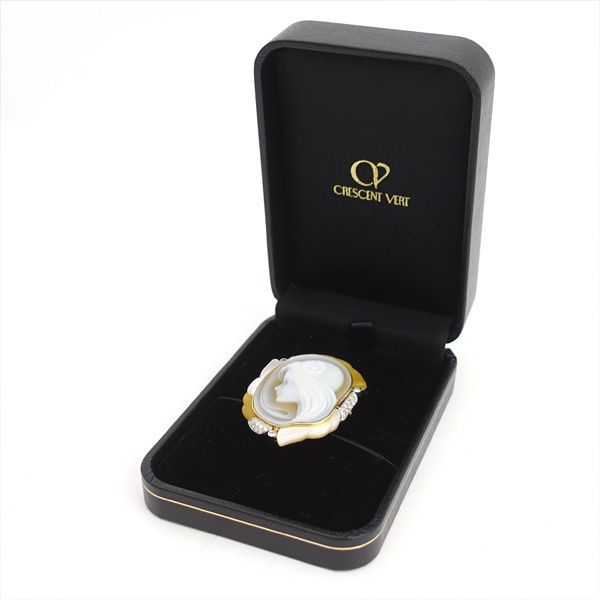 ◇K18/Pt900 カメオ ダイヤ ブローチ ペンダント エルヴィン ポーリー