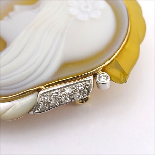 ◇K18/Pt900 カメオ ダイヤ ブローチ ペンダント エルヴィン ポーリー