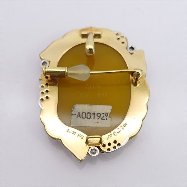 ◇K18/Pt900 カメオ ダイヤ ブローチ ペンダント エルヴィン ポーリー