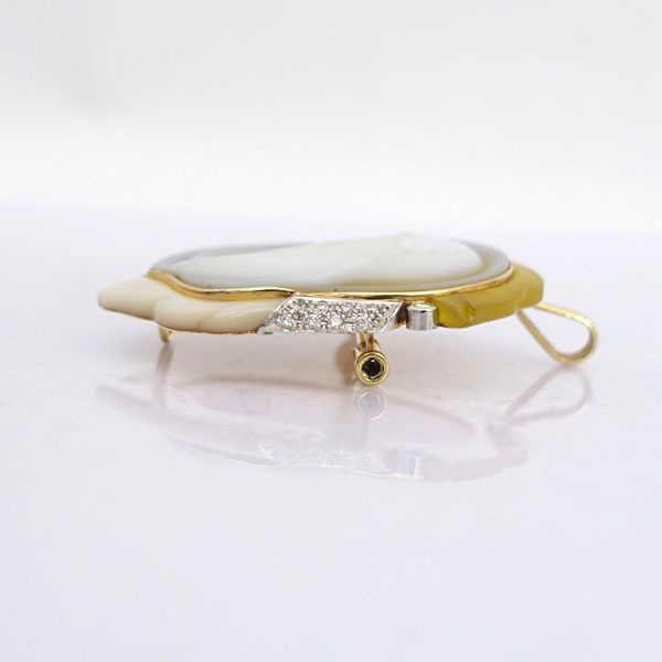 ◇K18/Pt900 カメオ ダイヤ ブローチ ペンダント エルヴィン ポーリー