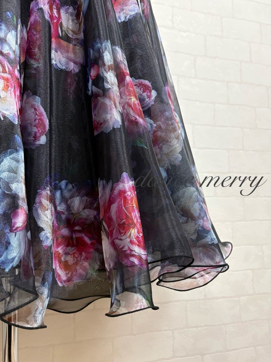 新品　豪華　社交ダンス　黒　ピンク　紫　スカート　花柄　パーティ　4272 新品 豪華 社交ダンス 黒 ピンク 紫 スカート 花柄 パーティ 4272