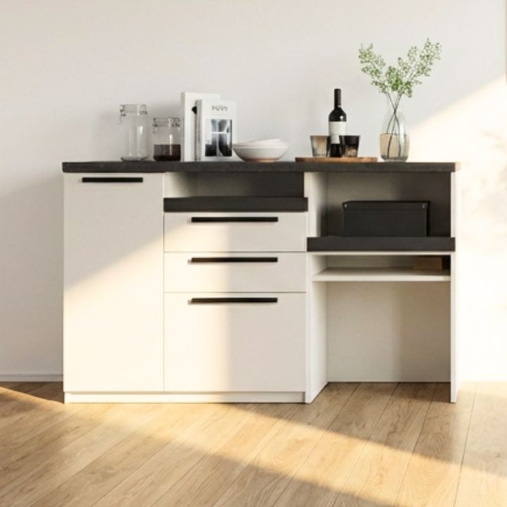 12 1まで10 OFF パモウナ キッチンカウンター 幅160 cm プレーンホワイト モデルルーム 開梱設置付き 国産 食器棚 サイドボード カップボード Pamouna モダン ホテルライク シンプル モノトーン 大容量