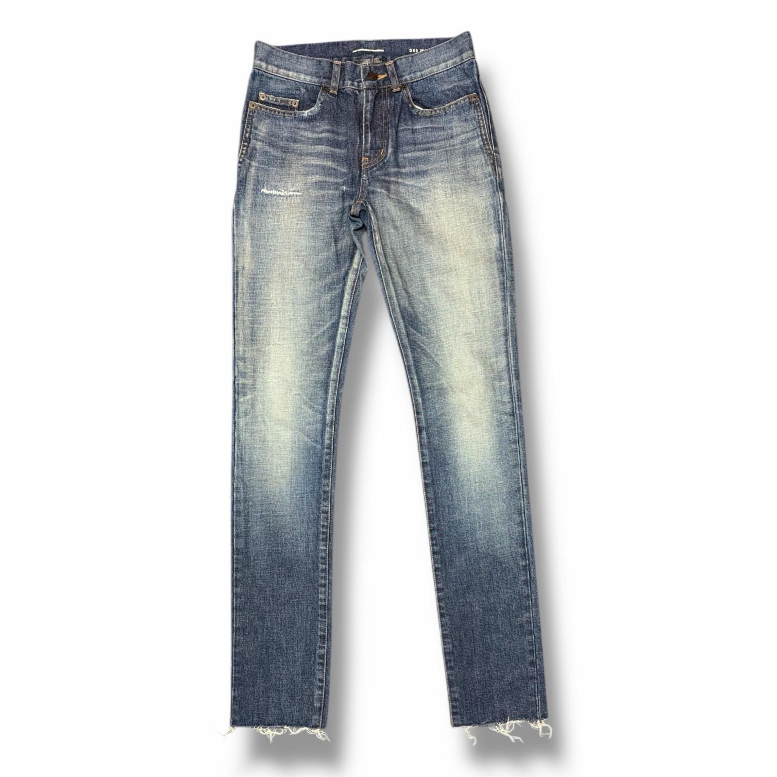 国内正規 SAINT LAURENT PARIS カットオフリペア加工スキニーデニム 
