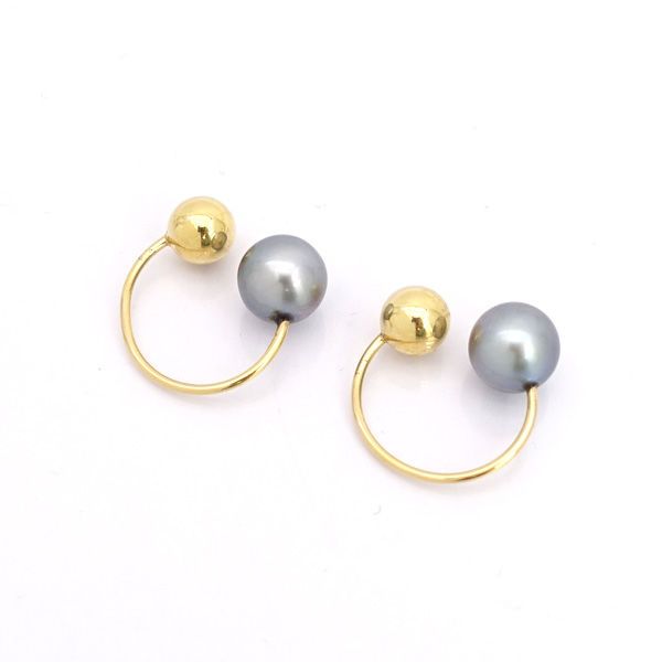 ◆K 18 パール 7.6 mm珠 イヤーカフ イヤリング 両耳 イヤリング|ピアス|アクセサリー ブランド