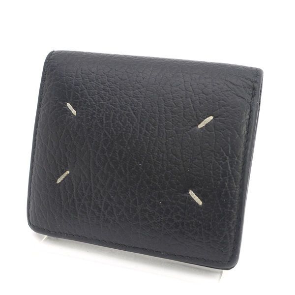 Maison Margiela メゾンマルジェラ 二つ折り財布 コンパクトウォレット レザー ブラック 財布 サイフ ウォレット wallet コイン メンズファッション