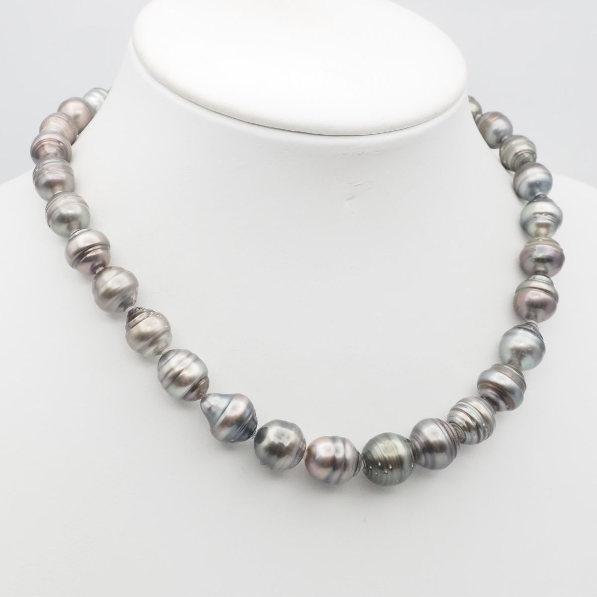 J532 バロックパール 真珠 S刻印 ネックレス グレー系カラー デザイン