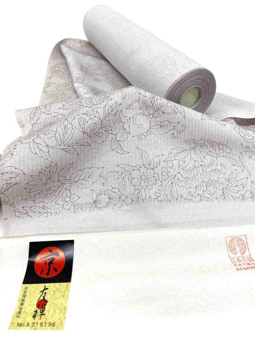 小紋 唐花 京友禅 丹後ちりめん 全体柄 反物 正絹 O 125
