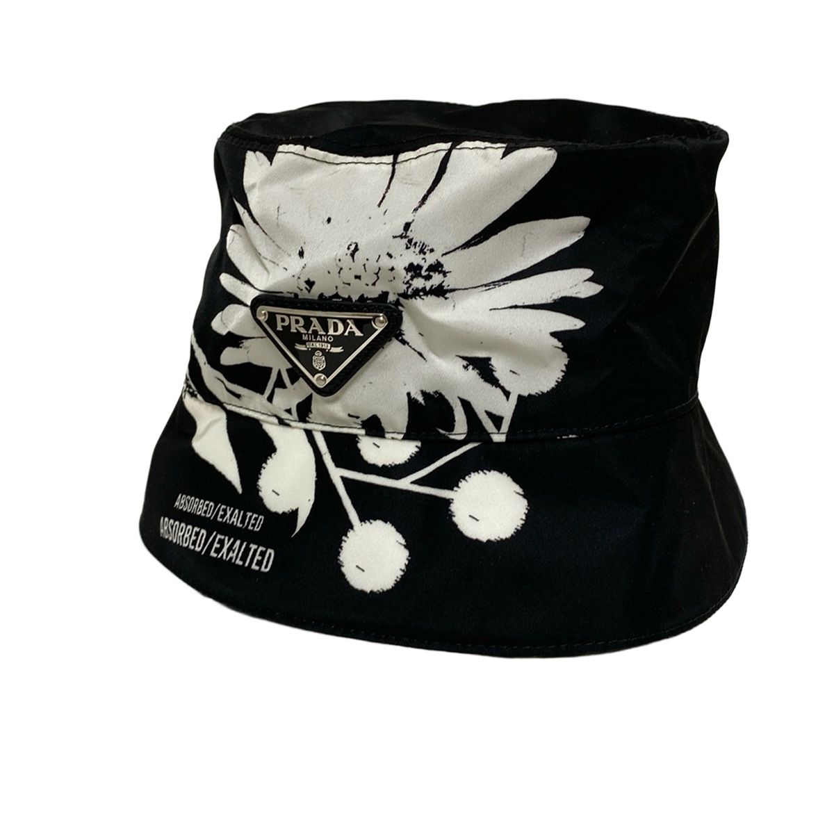 PRADA(プラダ) ハット M アートワークバケットハット 黒×白 - メルカリ