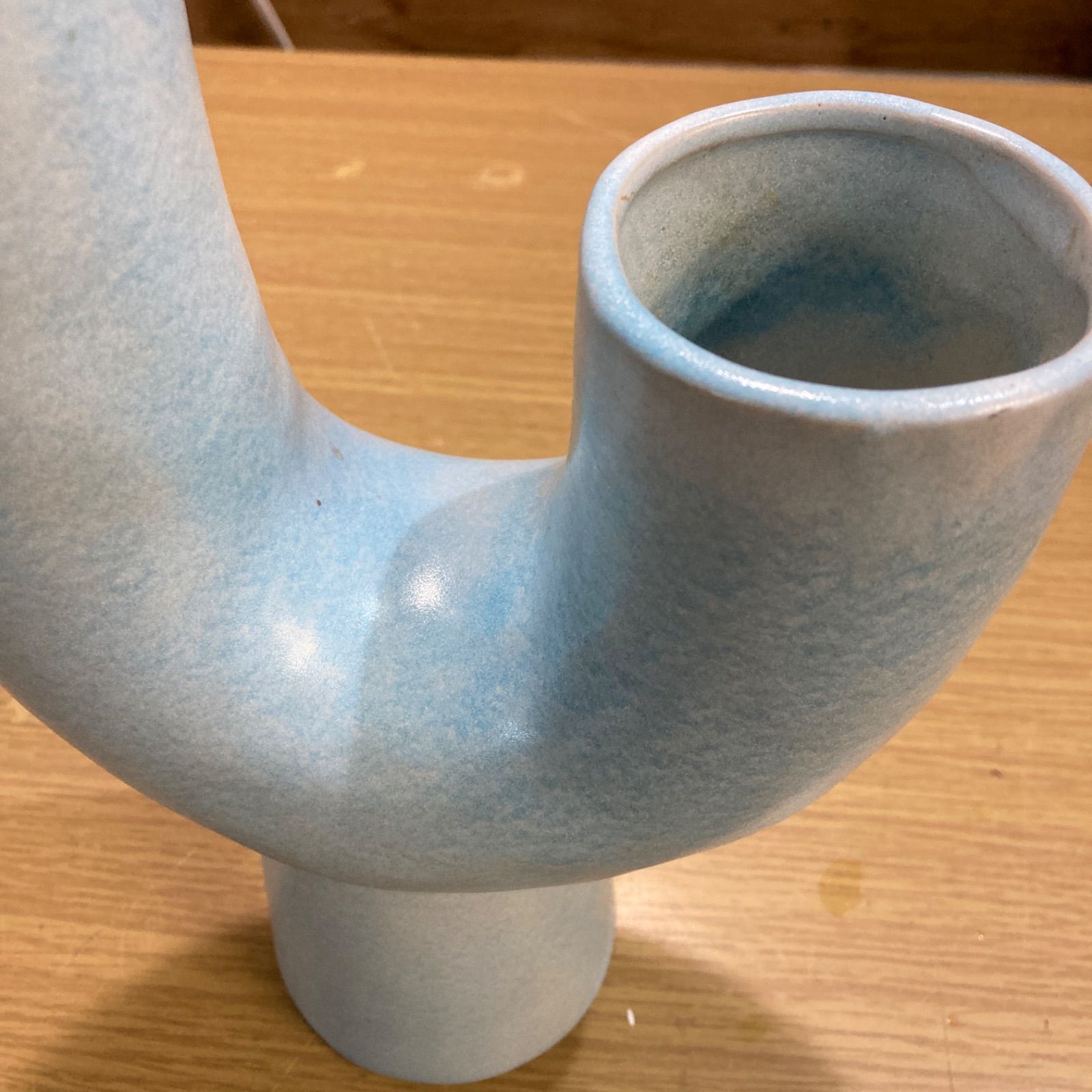 青色 陶器 花瓶 ユニークデザイン 高約33cm 花瓶 花器 フラワーベース