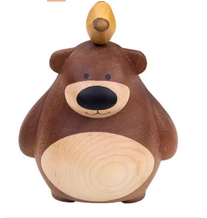 木製 クルミの木のかわいい熊の置物は家の装飾品テーブルのアイデアの贈り物 木製 クルミの木のかわいい熊の置物は家の装飾品テーブルのアイデアの