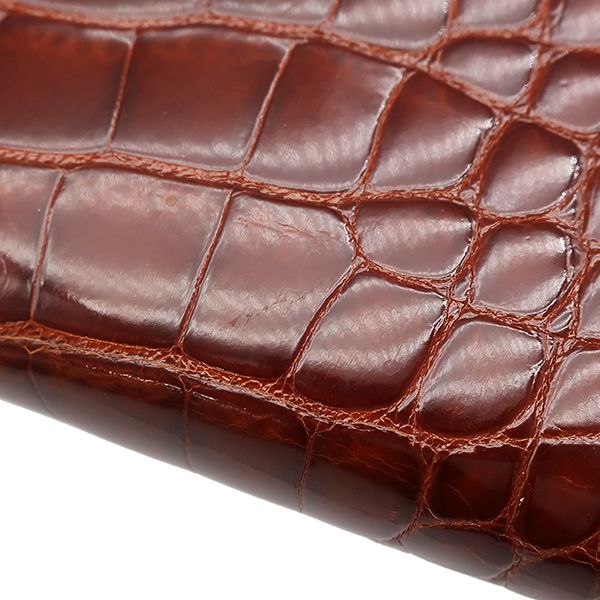 HERMÈS アリゲーターベアンダークブラウン 二つ折り財布 エルメス HERMES 長財布 ベアンクラシック アリゲーター ブラウン系