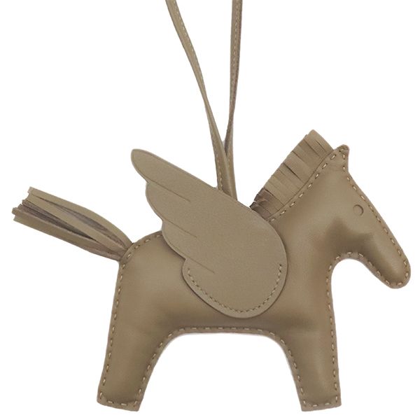 エルメス HERMES バッグチャーム ロデオMM ペガサス アニョーミロ エトゥープ グレージュ 単色 ソーエトゥープ W刻印 2025年製 箱