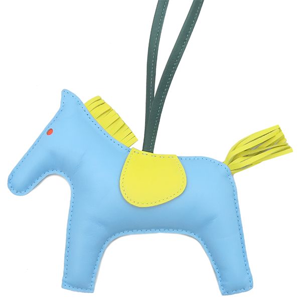 エルメス HERMES バッグチャーム ロデオGM アニョーミロ セレステ×ライム×マカライト 水色 緑 黄色 箱