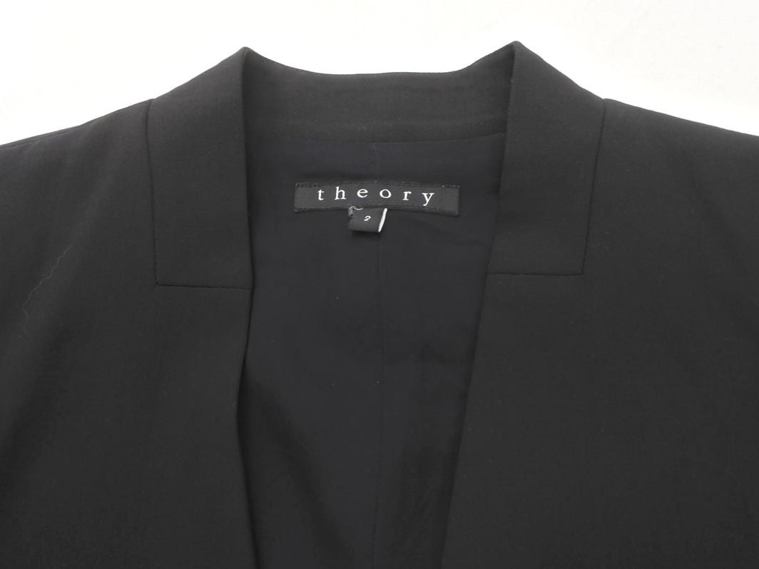 theory セオリー ノーカラー ジャケット size2/黒 ◇□ レディース
