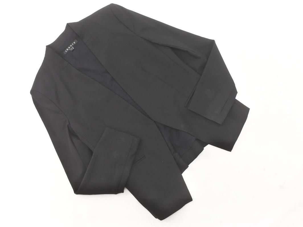 theory セオリー ノーカラー ジャケット size2/黒 ◇□ レディース