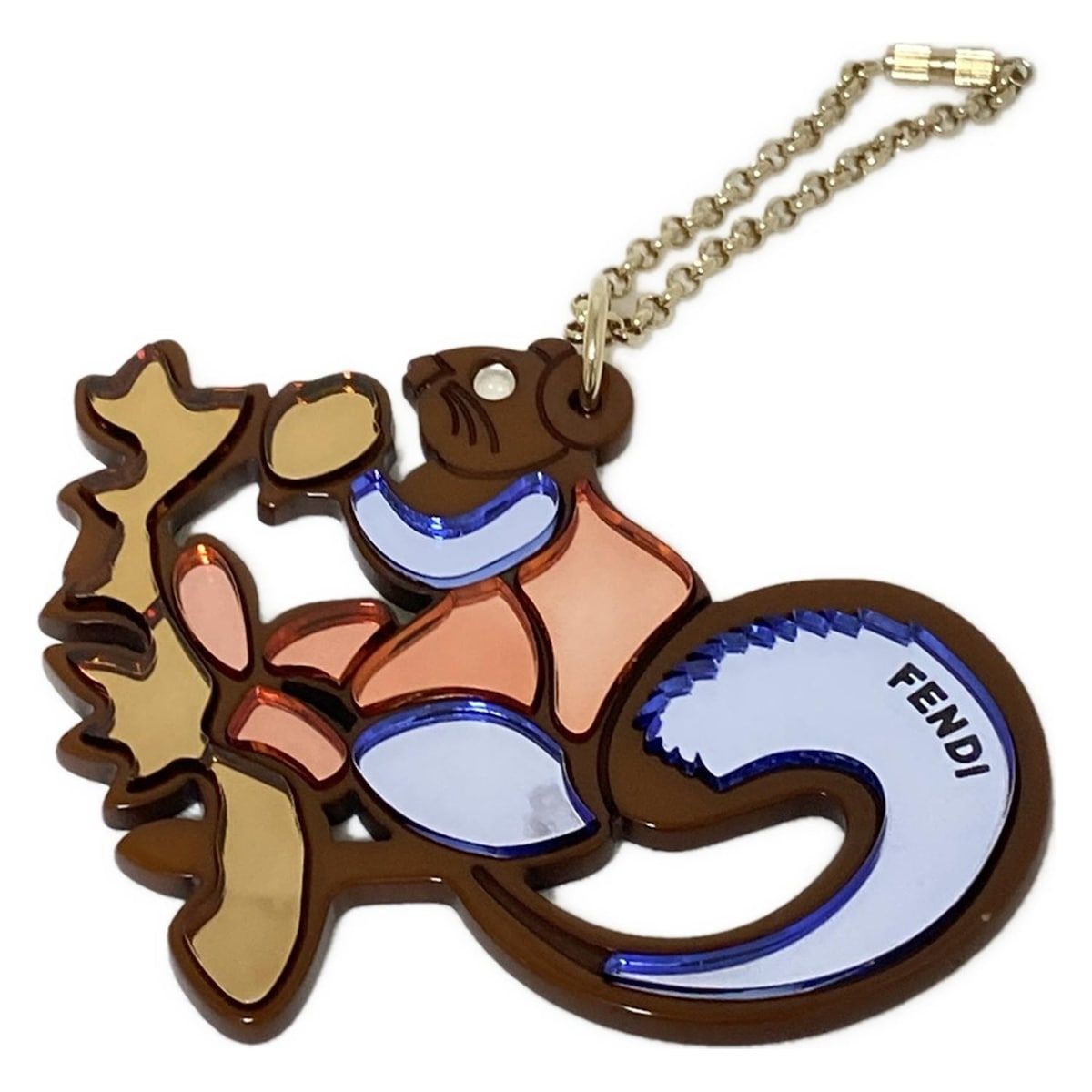 FENDI フェンディ キーホルダー チャーム ブラウン ブルー マルチ リス 80周年記念 品