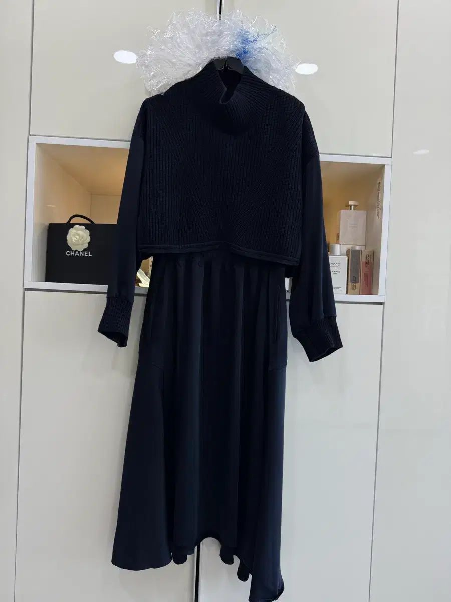 The HANDSOME SYSTEM ニットブレンド ネイビー Long ワンピース F 状態良し