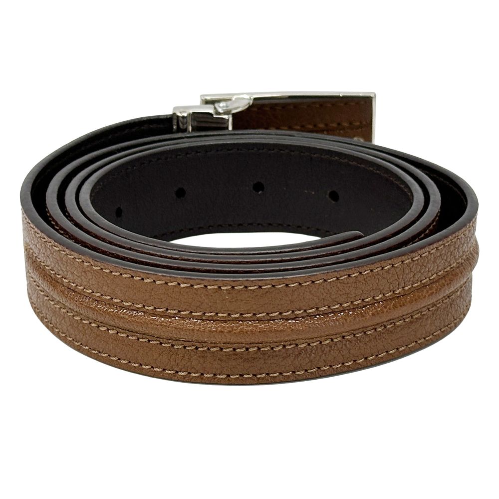 ロエベ LOEWE ベルト メンズ ブランド レザー ブラウン シルバー