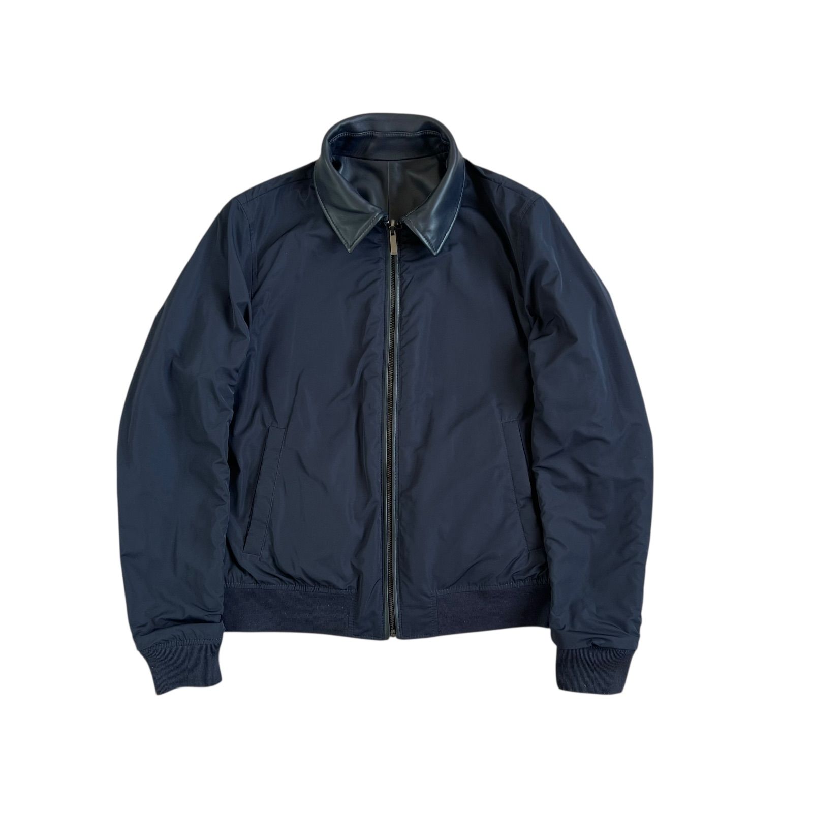 新品タグ付き✨ HUGO BOSS ラムレザージャケット 48 ネイビー L HUGO BOSS / ヒューゴボス ラムレザー リバーシブルジャケット