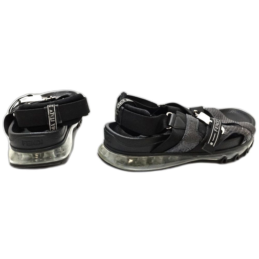 FENDI フェンディ サンダル 良い サイズ7 パイソン ブラック メンズ