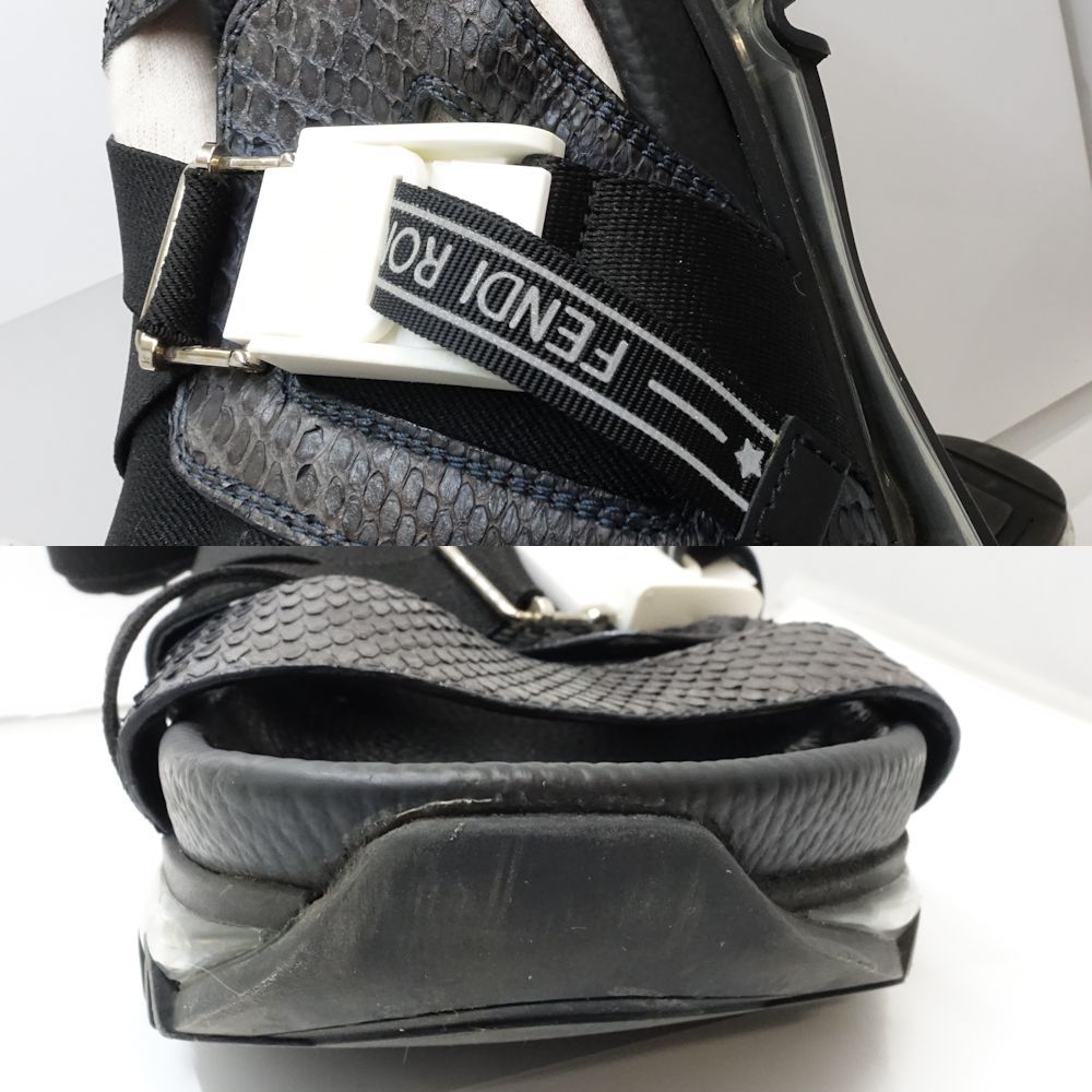 FENDI フェンディ サンダル 良い サイズ7 パイソン ブラック メンズ