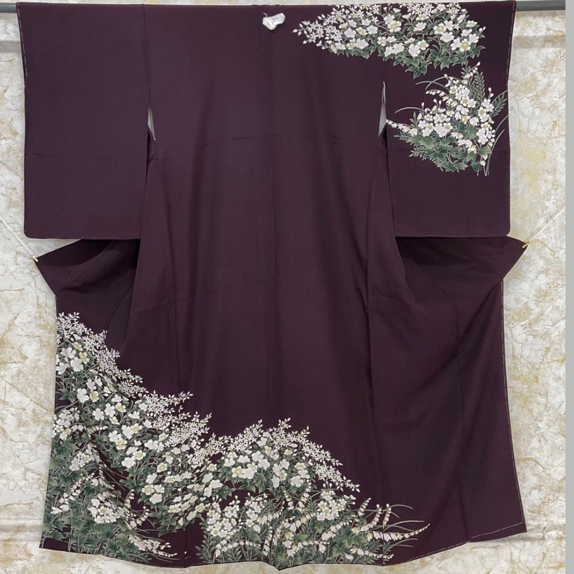 E*c様 kimonoarisa◆単衣◆未使用同然◆センスの良い小紋◆仕付◆裄6 kimono+one◇kimonoarisa◇厳選◇未使用同然◇素敵な附下訪問着◇縮緬