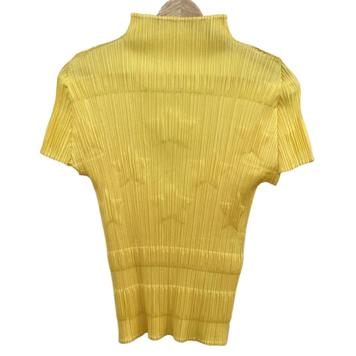PLEATS PLEASE プリーツプリーズ 半袖カットソー サイズ3 L レディース - イエロー ハイネック|プリーツ