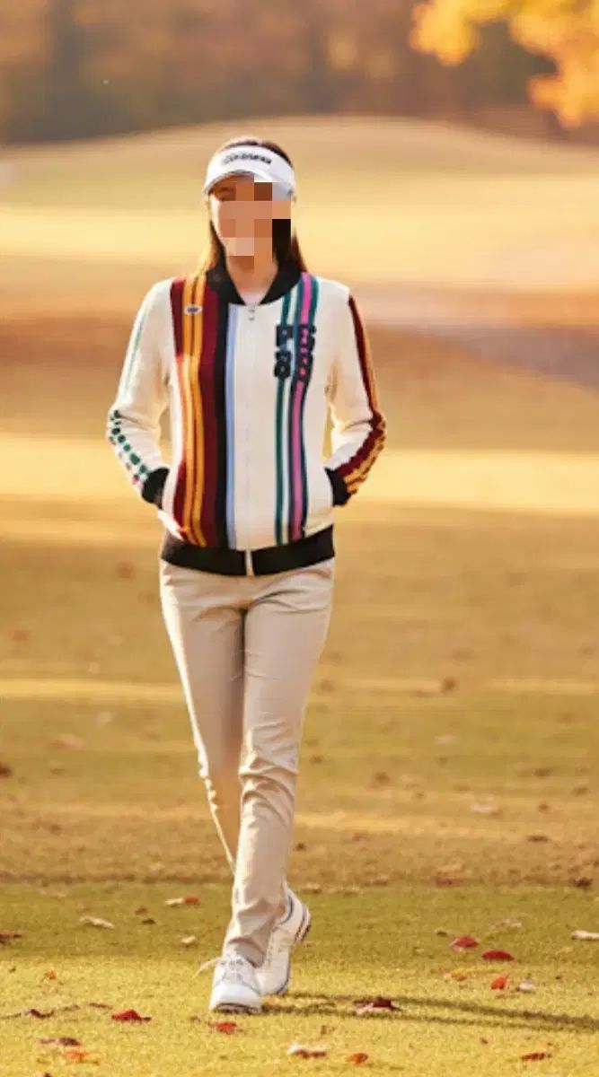 パーリーゲイツ レディース ウール マルチバイ ストライプ ゴルフ ジップアップ