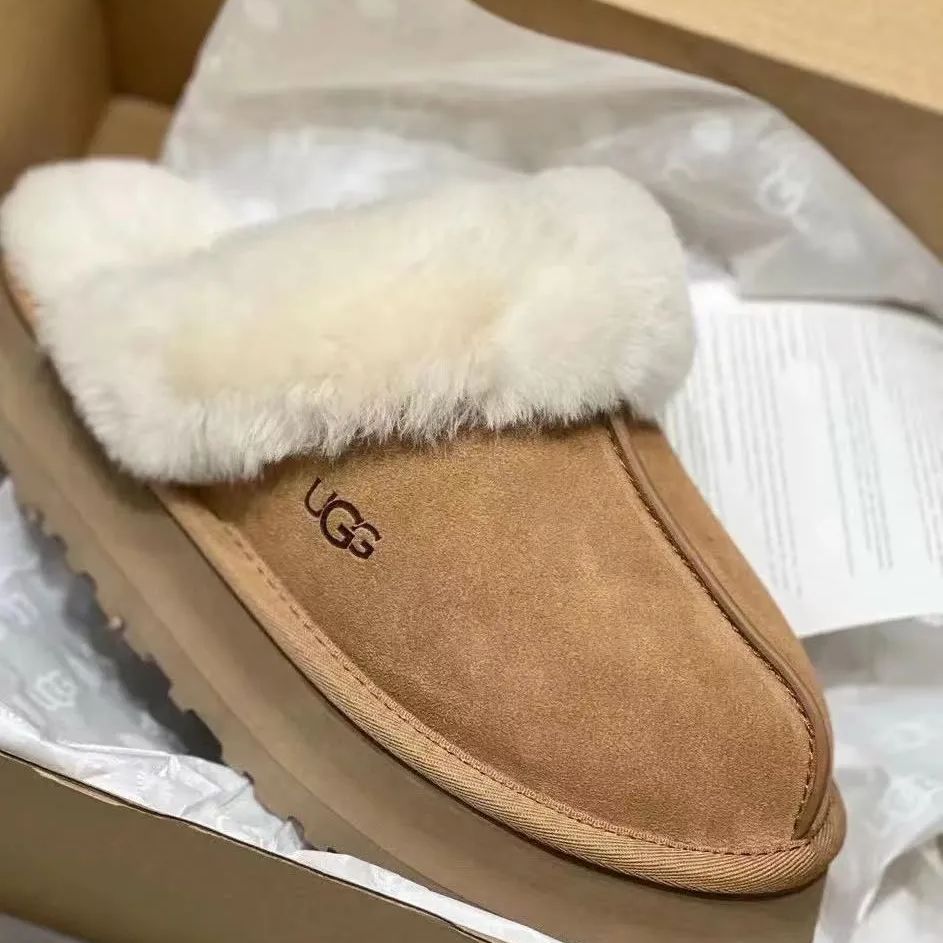 アグ UGG ディスケット シューズ スエード スリッポン 厚底 ムートン チェスナット スノーブーツ